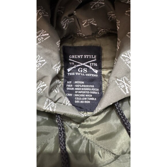 Grunt Style Woobie Pullover Hoodie Green Quilted Lined Kangaroo Pocket Men's M - Picture 6 of 8